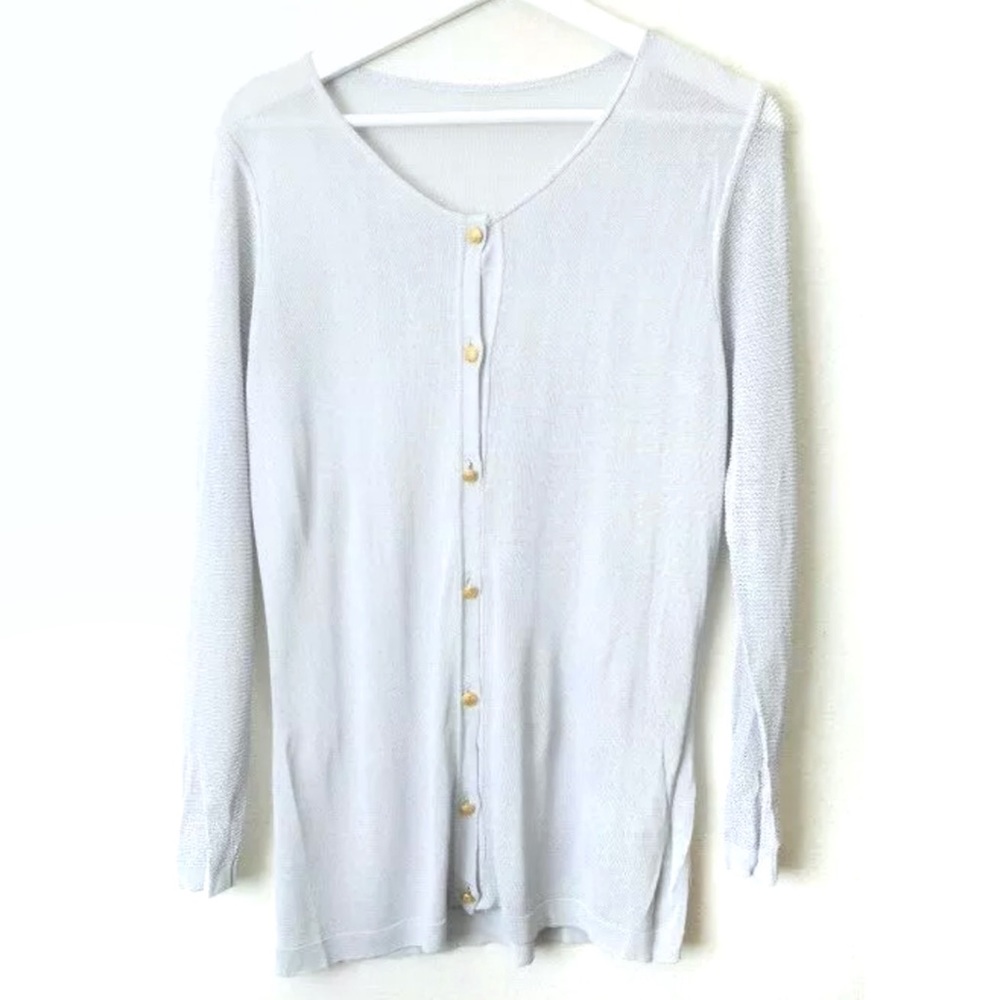 Sheer Blue Button Up Cardigan Y2K 00's 90's Preppy